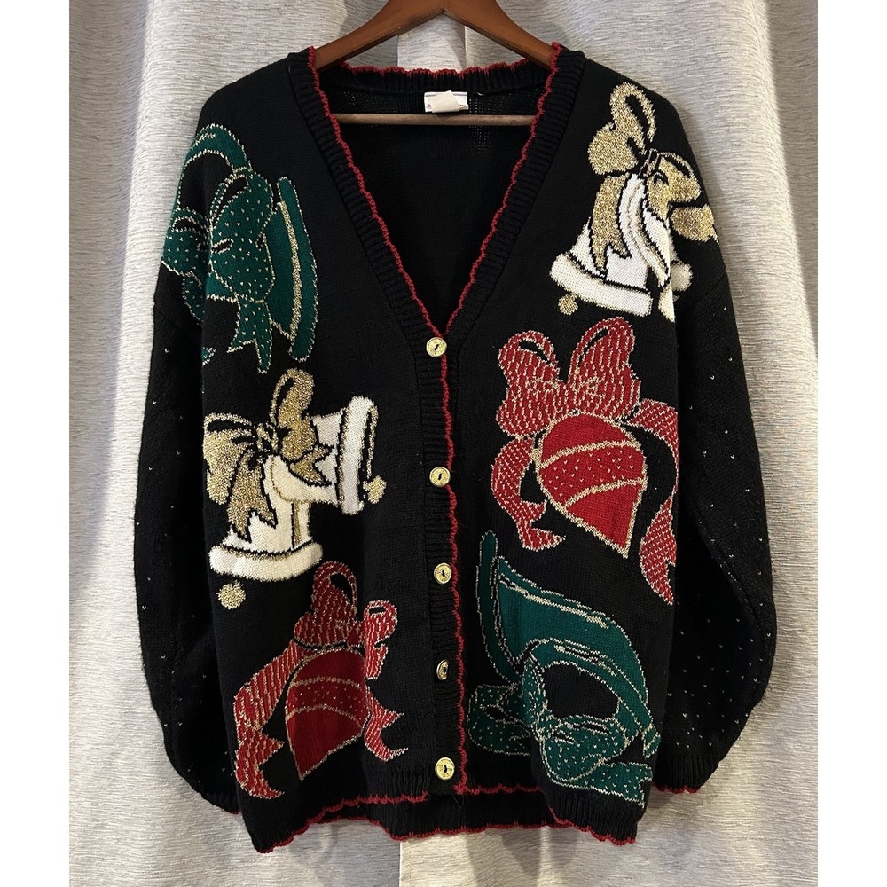 Vintage Ugly Holiday Time Christmas Cardigan‎ Sweater Size Medium